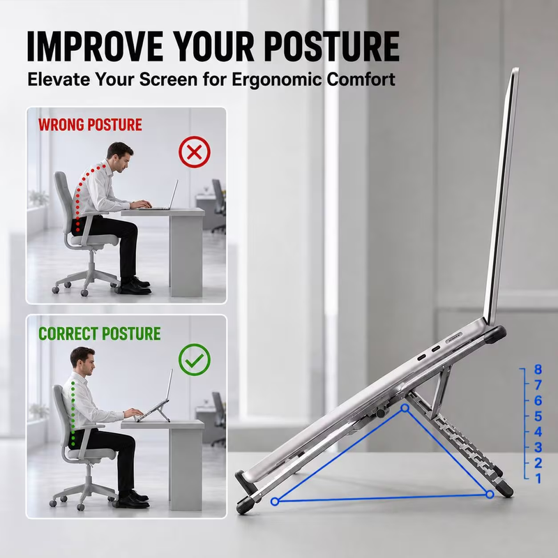 🔥3‑in‑1 Foldable Aluminum Stand for Phone, Tablet & Laptop, Multi‑Angle Adjustable