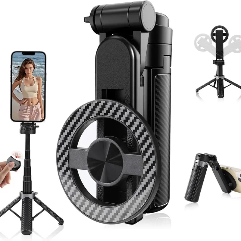 4-in-1 Selfie Stick Tripod with Wireless Remote & MagSafe Ring — Use Anytime, Anywhere
