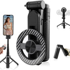 4-in-1 Selfie Stick Tripod with Wireless Remote & MagSafe Ring — Use Anytime, Anywhere