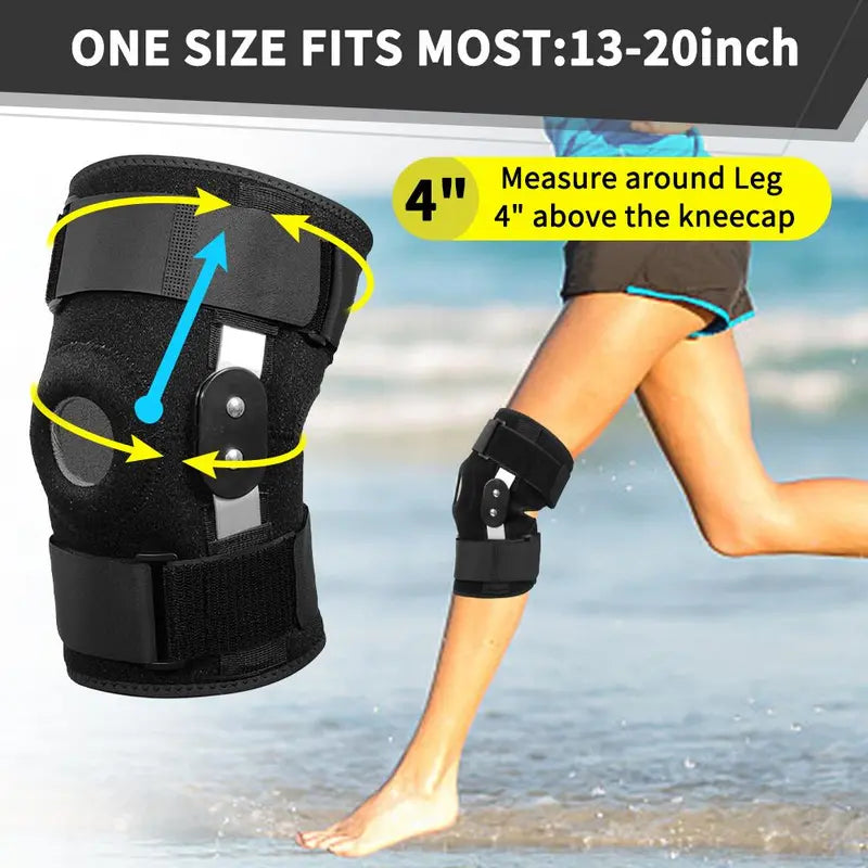 Hinged Knee Brace Support – Adjustable Open Patella Stabilizer for Pain Relief & Sports
