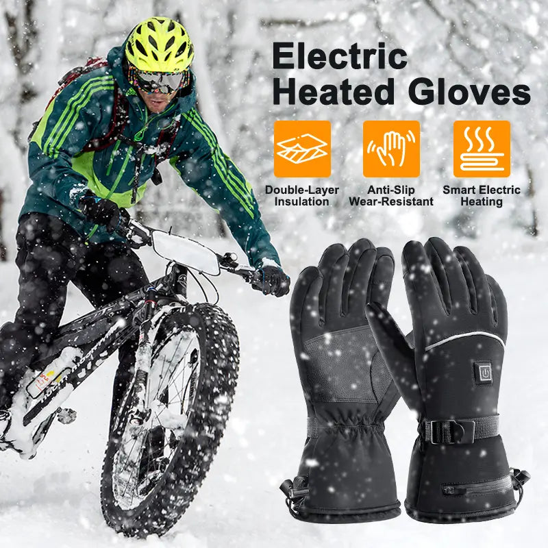 Rechargeable Heated Gloves – 3-Heat Levels Touchscreen Winter Gloves for Outdoor Sports