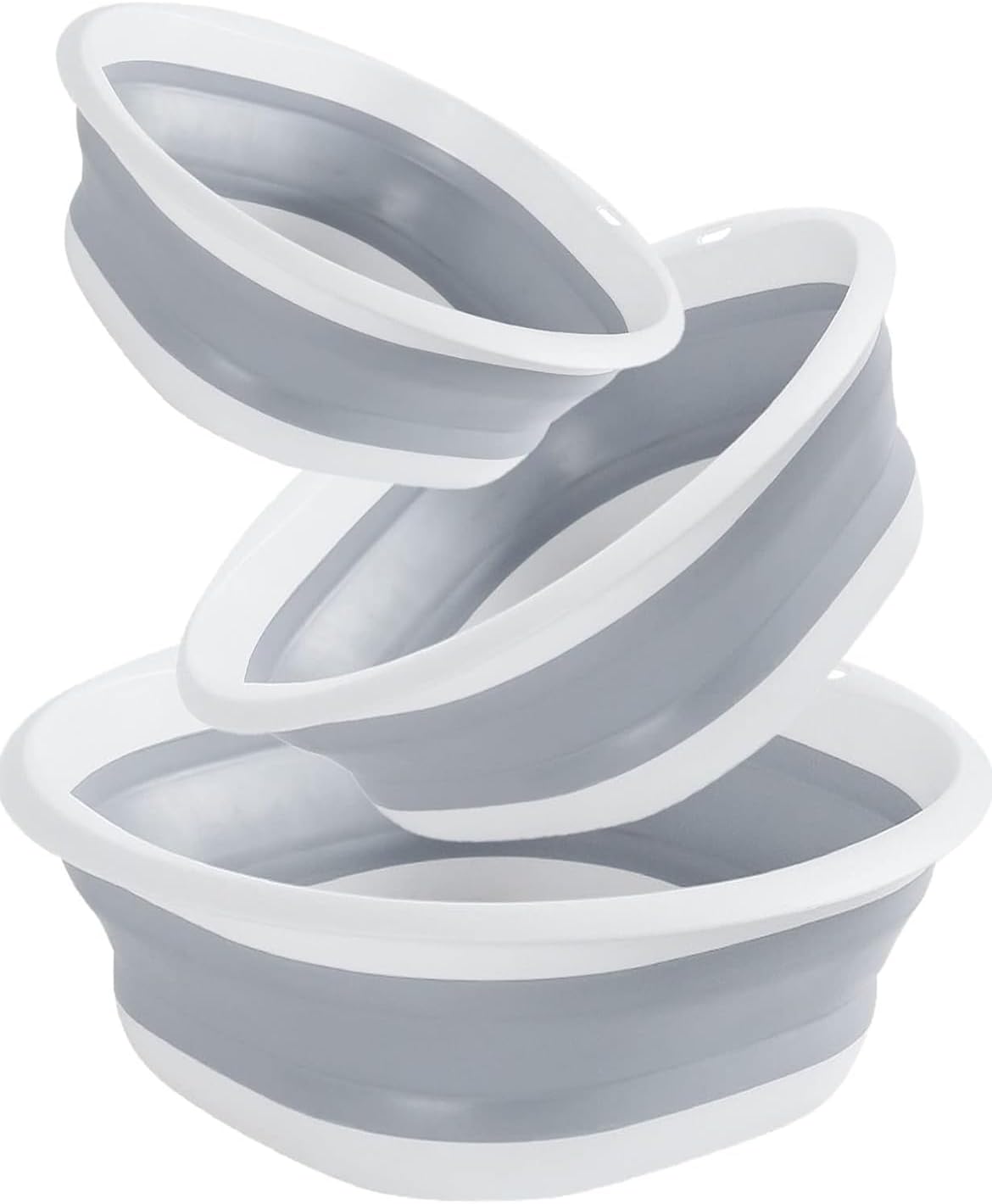 Collapsible Silicone Basin Set of 3 – Space-Saving Foldable Wash Tubs
