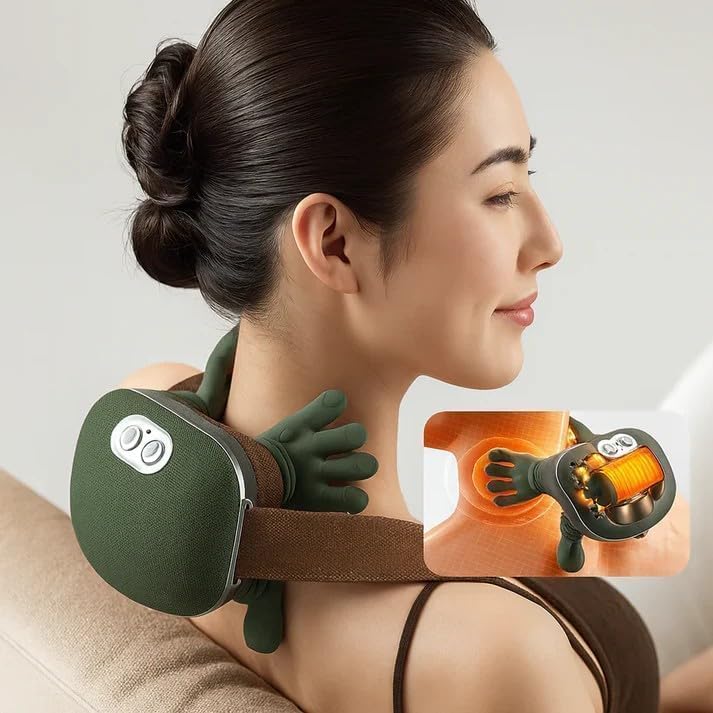 Smart Electric Neck Massager with Heat – Hands-Free Cervical Relief Device