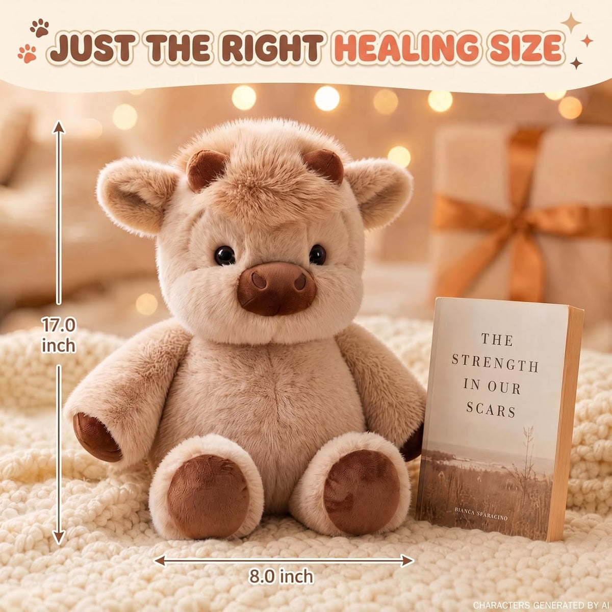 Shake & Move Cow Stuffed Animal | 17" Fluffy Stress Relief Plush Toy