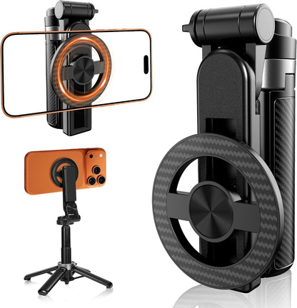 4-in-1 Magnetic Selfie Stick Tripod with Bluetooth Remote – 360° Rotation, Foldable & Pocket-Sized