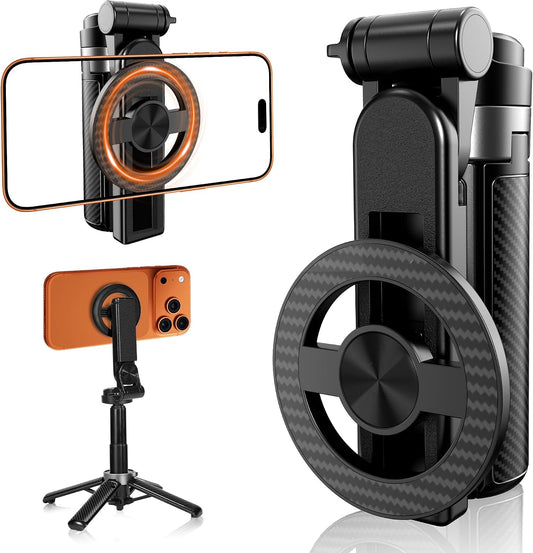 4-in-1 Magnetic Selfie Stick Tripod with Bluetooth Remote – 360° Rotation, Foldable & Pocket-Sized