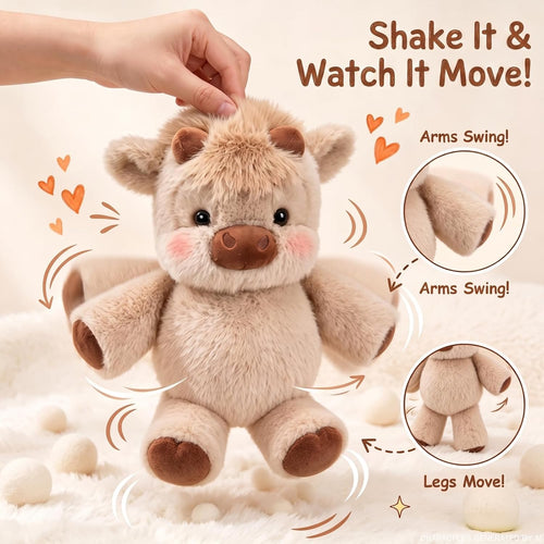 Shake & Move Cow Stuffed Animal | 17" Fluffy Stress Relief Plush Toy