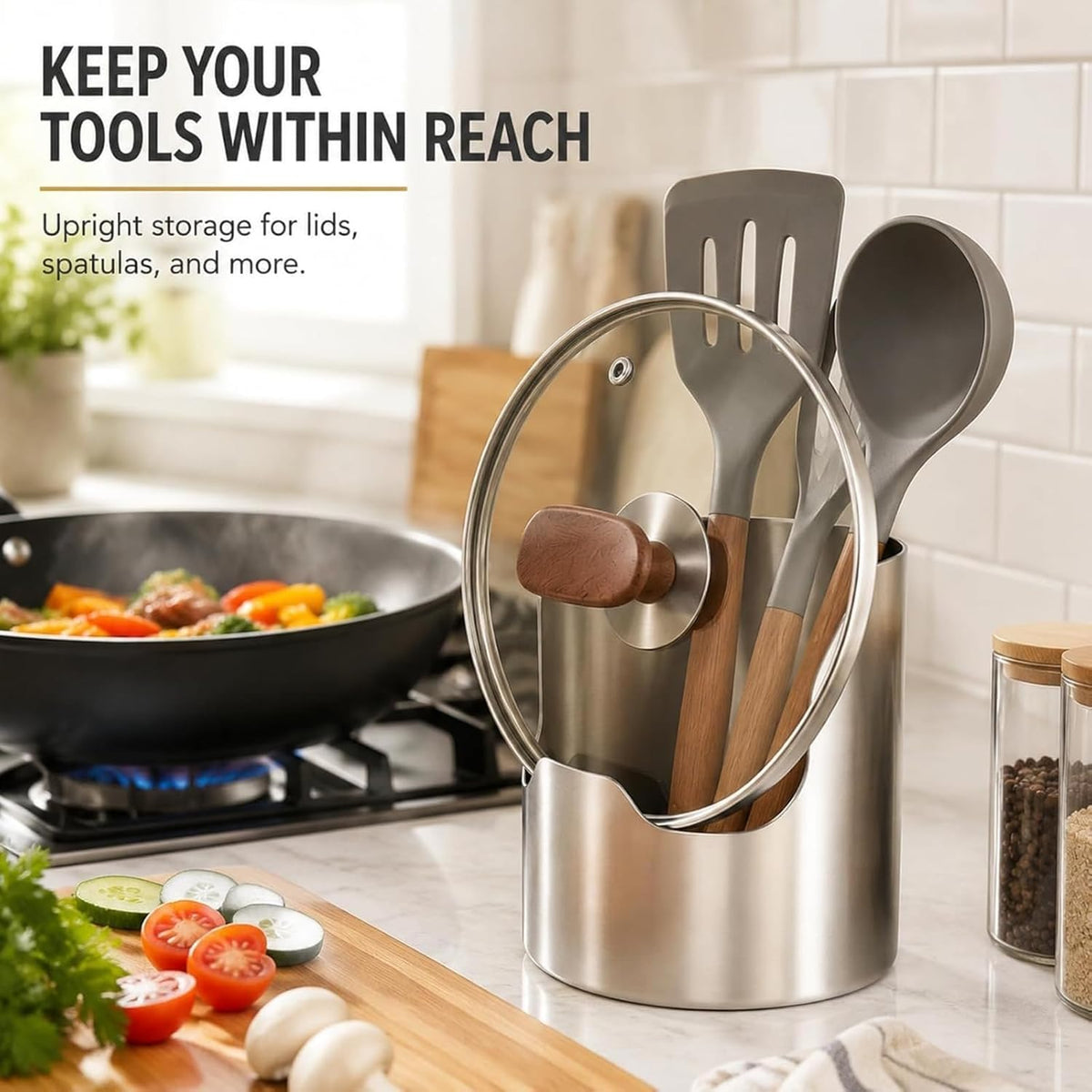 Stainless Steel 2-in-1 Pot Lid & Utensil Holder