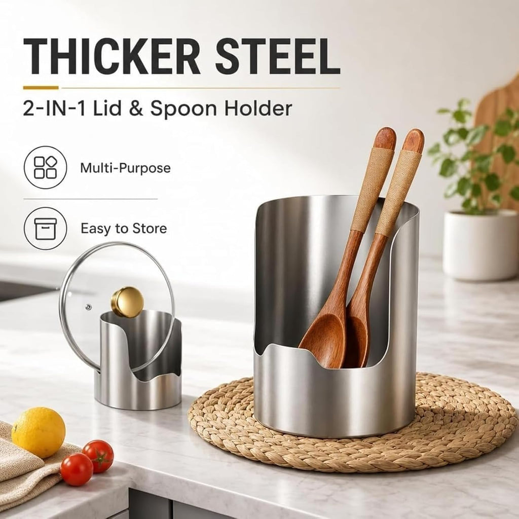 Stainless Steel 2-in-1 Pot Lid & Utensil Holder