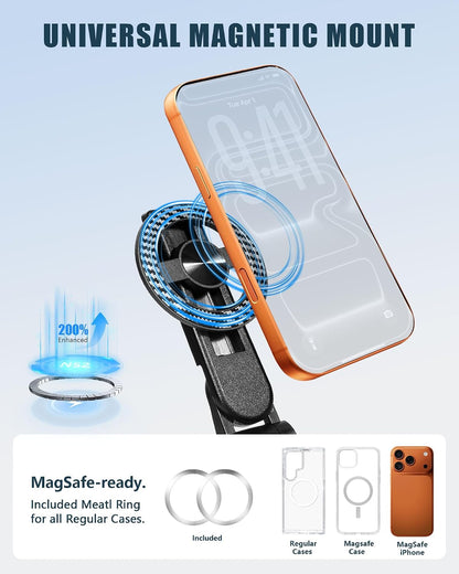 4-in-1 Magnetic Selfie Stick Tripod with Bluetooth Remote – 360° Rotation, Foldable & Pocket-Sized