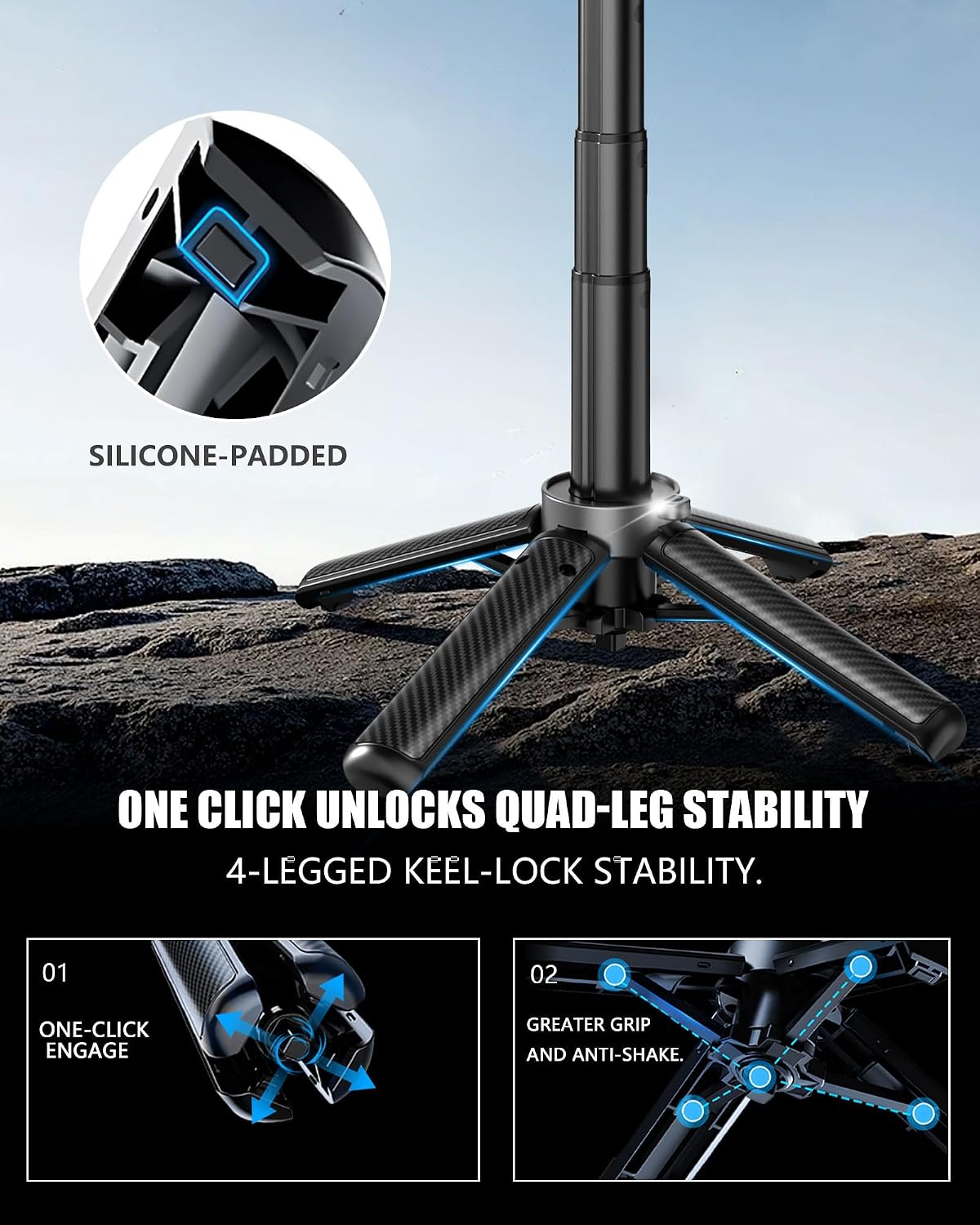 4-in-1 Magnetic Selfie Stick Tripod with Bluetooth Remote – 360° Rotation, Foldable & Pocket-Sized