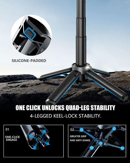 4-in-1 Magnetic Selfie Stick Tripod with Bluetooth Remote – 360° Rotation, Foldable & Pocket-Sized