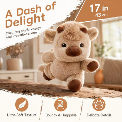 Shake & Move Cow Stuffed Animal | 17" Fluffy Stress Relief Plush Toy