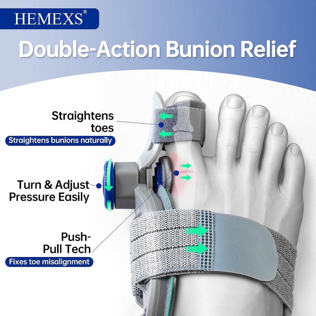 Bunion Corrector with Double-Action Relief – Adjustable Toe Straightener for Men & Women