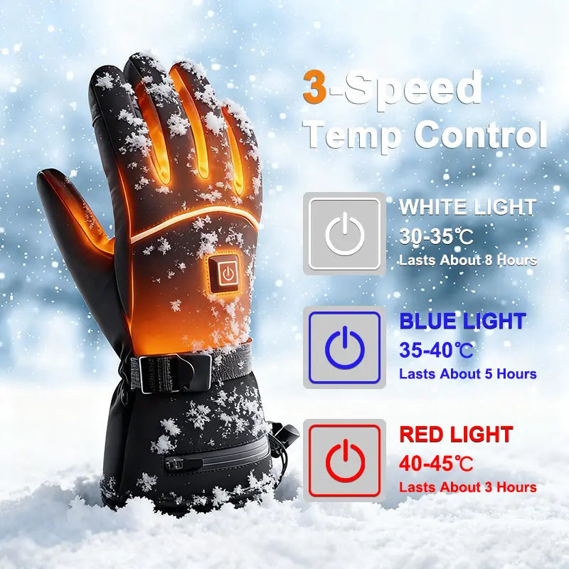 Rechargeable Heated Gloves – 3-Heat Levels Touchscreen Winter Gloves for Outdoor Sports