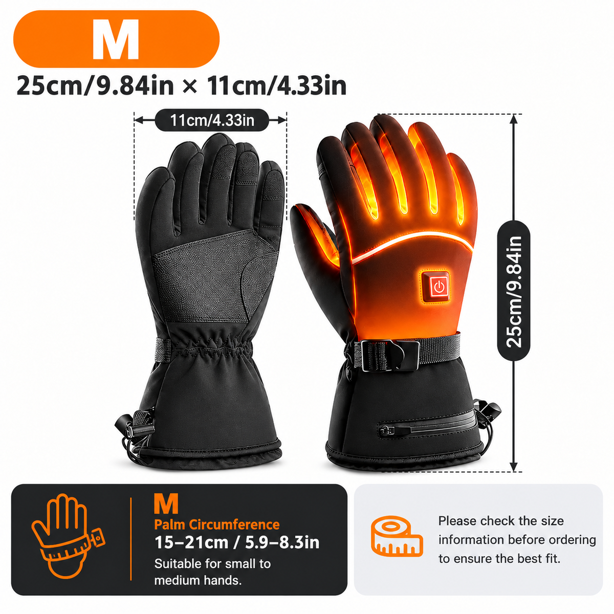 Rechargeable Heated Gloves – 3-Heat Levels Touchscreen Winter Gloves for Outdoor Sports
