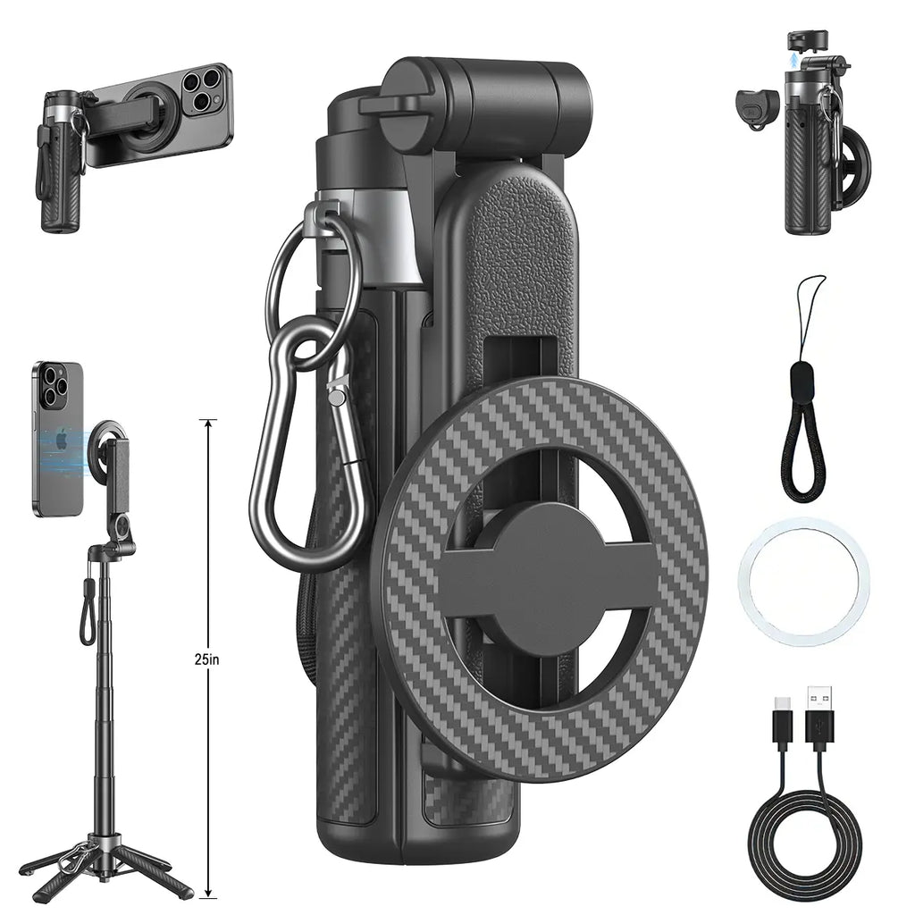 4-in-1 Selfie Stick Tripod with Wireless Remote & MagSafe Ring — Use Anytime, Anywhere